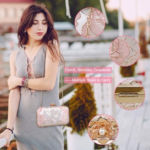 Women's Floral Evening Clutch Bags Small Vintage Clutch Purses for Women Wedding Party Prom with Chain - Image 6