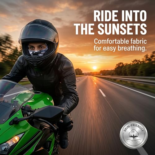 Image of UV-Protected Full Face Mask for Men and Women, Breathable Helmet Liner, Sweat Absorbing, Odour-Free, 4-Way Stretch, Sun & Dust Protection - Perfect for Bike Riding