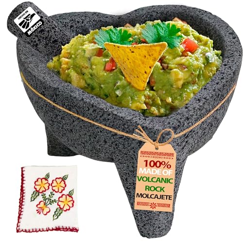 Cuitaxi The Original Heart Molcajete Mexicano - molcajete de Corazon Piedra - molcajete en Forma de Corazon - Heart Shape molcajete Bowl - molcajete Volcanic Rock Corazon Grande - Heart Shaped Mortar