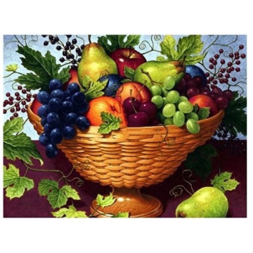 Peinture au diamant 5D kit anti stress mosaique strass corbeille de fruits point de croix 30x40 cm