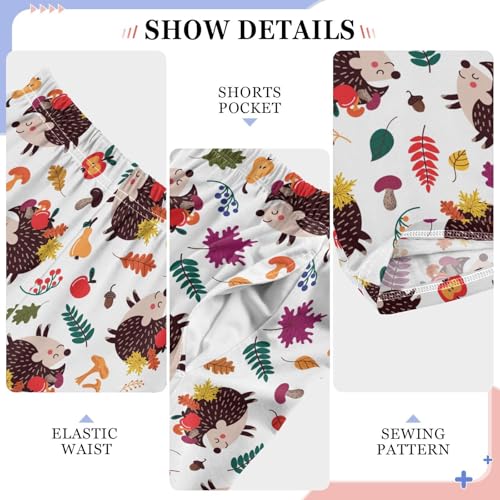 ZZXXB Autumn Hedgehog Leaves Boys Long Pants Soft Trousers Elastic Waist Kids Lounge Bottoms with Pockets S-XL4