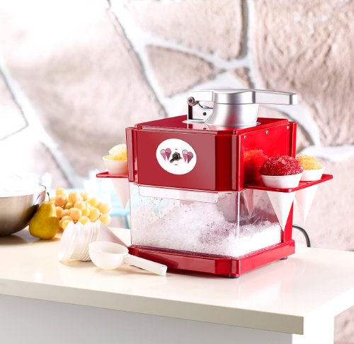 Rosenstein & Söhne Shaved-Ice-Maker mit 4 Kunststoff-Eisbechern, 4 Servierhalter, 90 Watt – Bild 6