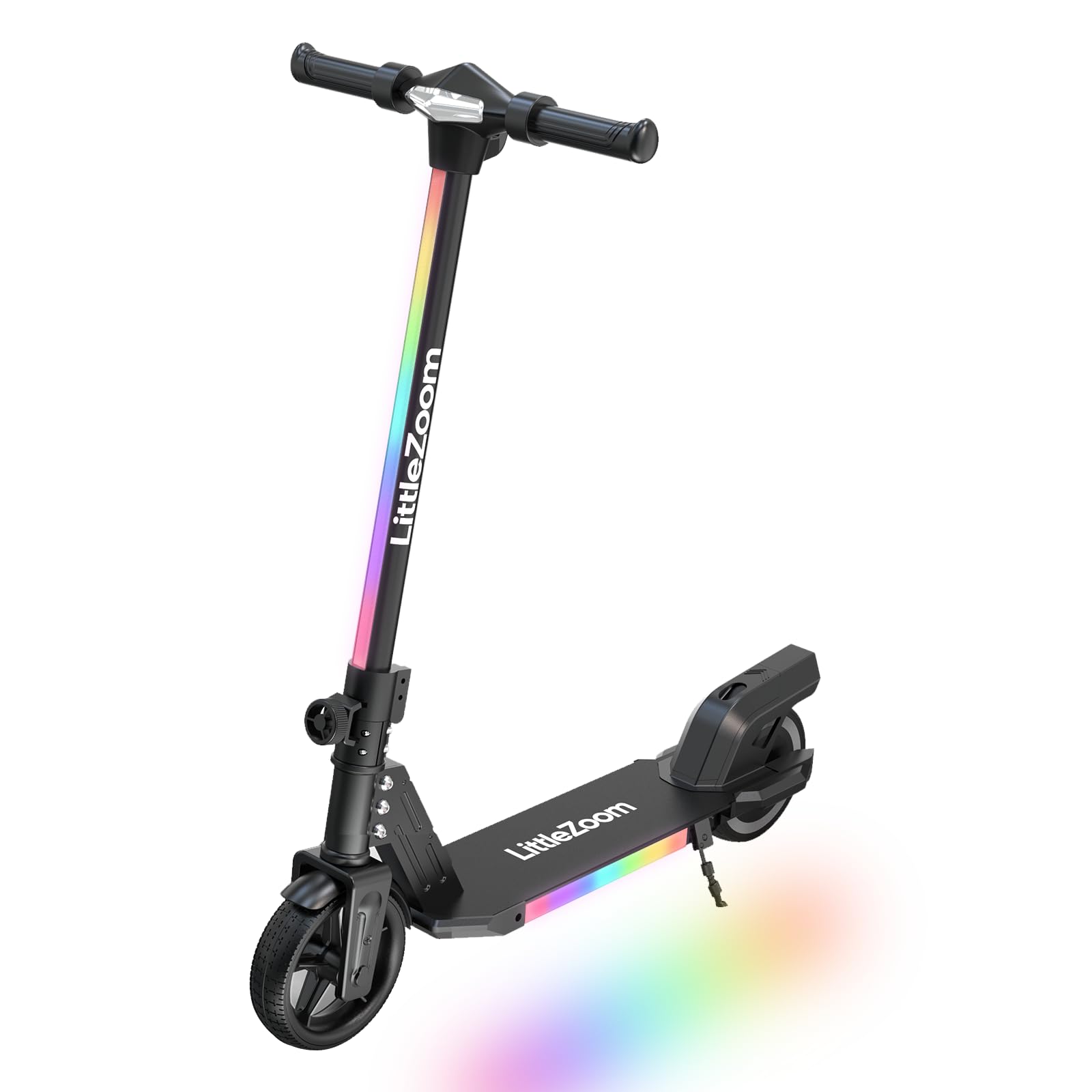 T1 E Scooter Kinder 6-12 Jahren, Bunte Regenbogenlichter, 5/10/15 km/h, 10KM Reichweite, LED-Anzeige, Faltbar, Elektroroller Faltbar für Kinder, Geschenk für Jugendliche