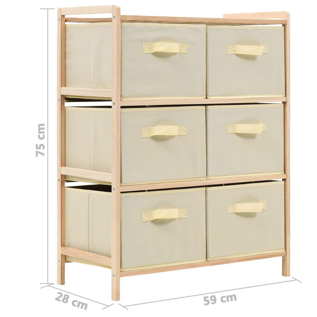 JUDYY Scaffale con 6 Cesti in Tessuto in Legno di Cedro Beige,Mobili,Armadietti e portaoggetti,Armadietti e stipi-246439