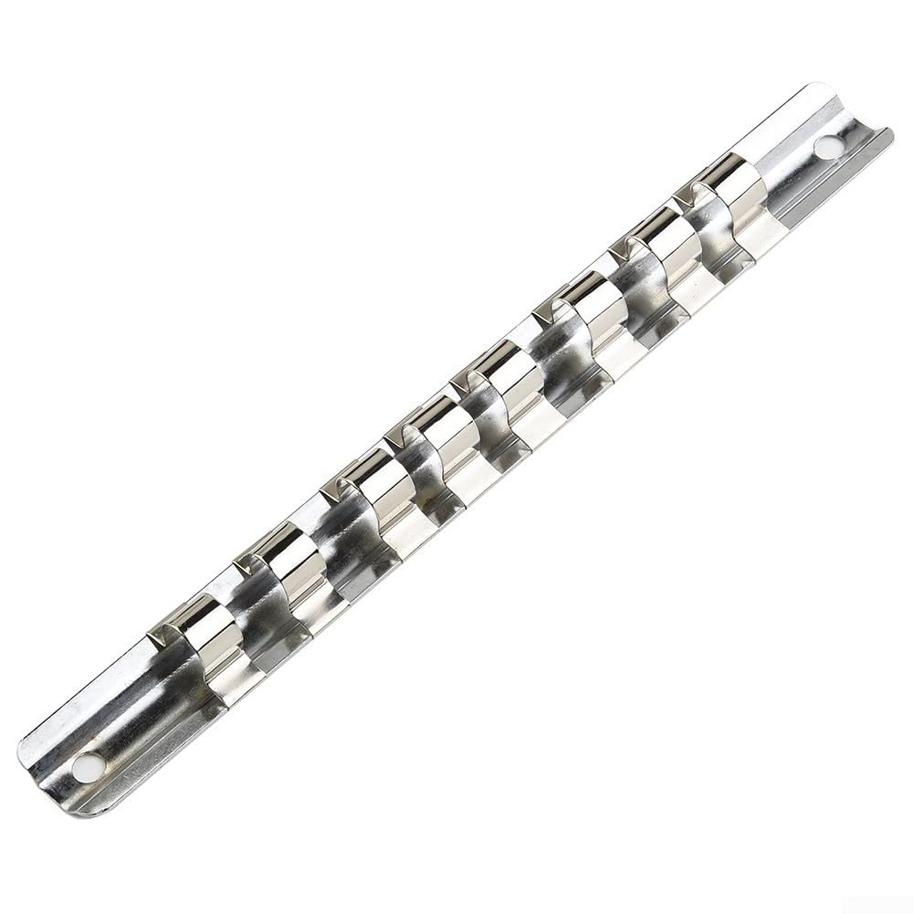 Portautensili da 1/4 3/8 1/2" con 8 clip su binario, organizer per attrezzi, 1/4", 3/8" e 1/2", con clip (3-8)