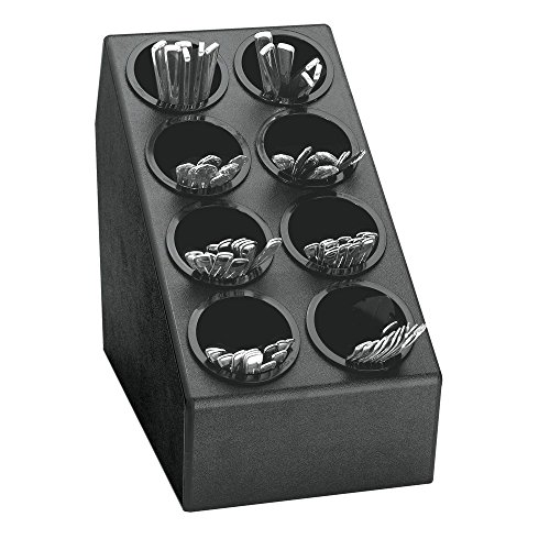 Dispense-Rite CTSH-8BT Eight Compartment Countertop Flatware and Condiment Organizer, Black Polystyrene