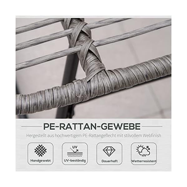 Outsunny Rattan Relaxsessel mit Fußhocker Grau