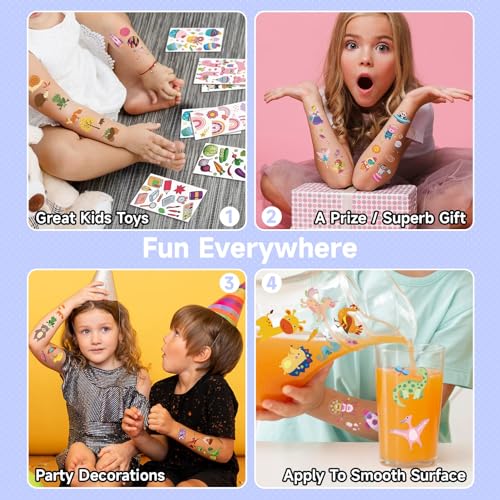 Emome 2100+ Styles Temporary Tattoos For Kids,Tattoo Stickers For Kids Party Favors Birthday Supplies Decorations,Mermaid Dinosaur Truck Donut Fake Tattoos Stickers For Girls Boys thumb #5