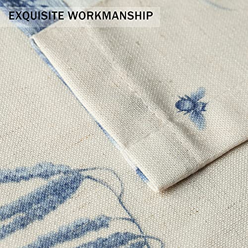 Leeva Blue Tie-Up Curtains Valances For Kitchen Windows, Birds Print Pattern Linen Rod Pocket Textured Small Curtain For Bathroom, One Panel, 52X18 #TOP7