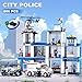City Police Station Building Set, Headquarters Station, 4 Car Sets, Motorcycle, Police Helicopter, City Ambulance, Cop Patrol, 8 Police Minifigures, Compatible with Lego City 6-12 Boys Girls, 606 PCS