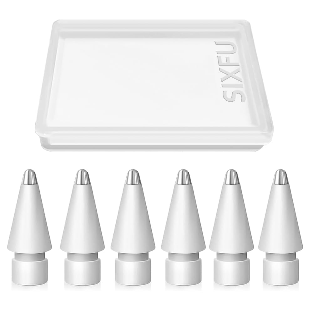 SIXFU 6 PCS Replacement Pencil Tips for Apple Pencil, Durable iPencil Tip Nibs Accessories for iPad Pro/Apple Pencil Pro/USB-C/ 1st Gen/ 2nd Generation (Metal Top)-image-47