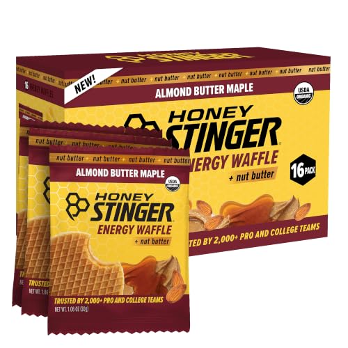 Image of Honey Stinger Organic Almond Butter Maple Waffle, Energy Stroopwafel for Exercise, Endurance and Performance, Sports Nutrition for Home & Gym, Pre and Post Workout, 16.96 Ounce (Pack of 16)