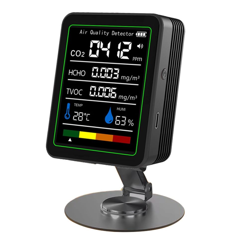 Littimoon Temperature and Humidity CO2 Air Quality Monitor TVOC HCHO Temperature Humidity Tester CO2 Meter Formaldehyde Monitor Black