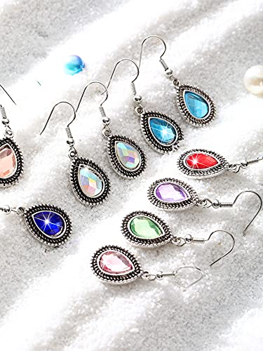 MTLEE 9 Pairs Boho Dangle Earrings Set Pearl Drop Crystal Earrings for Women Teardrop Earrings Rainbow Earrings3