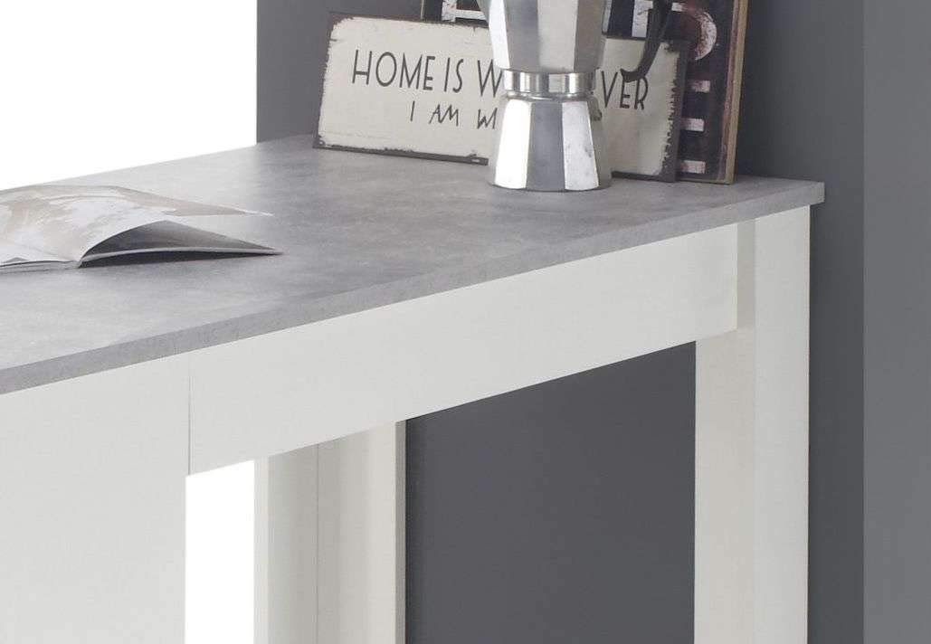 AVANTI TRENDSTORE - Cuba - Tavolo da bar in legno laminato, piano in ottica cemento e struttura bianca. Dimensioni LAP 115x103x50 cm