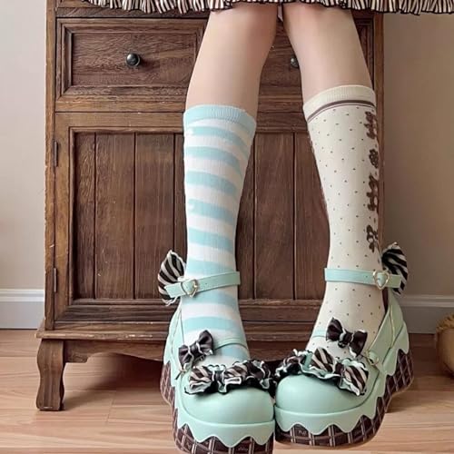 ZQW Women's Kawaii Cute Lolita Chocolate Cake Platform Mary Jane Heels Bowknot Sweet Chunky Wedge Shoes Cosplay Party Pumps3