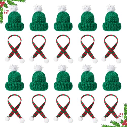 Amabro 20 Stück Weihnachtsmützen für Flaschen,Flaschenmütze...
