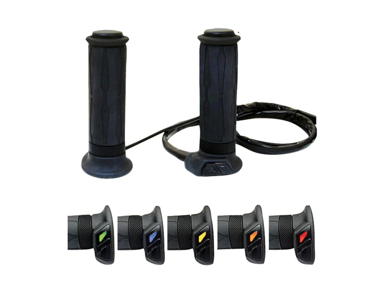 KOSO HG-13 poignées chauffantes 22 mm 120 mm compatible avec motos et quads | Ensemble pour accélérateur rotatif, bouton au pouce intégré, voyant à diodes, réglages de chaleur, coupure à basse tension