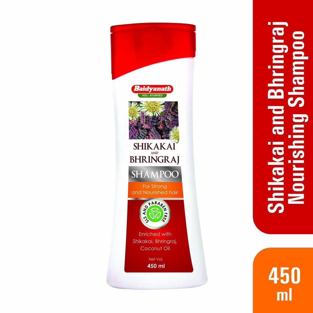 Baidyanath Asli Ayurveda Shikakai and Bhringraj in shampoo nutritious hair strong shampoo I coconut oil I 450 mL - sulfate and parabene free Baidyanath Asli Ayurveda Shikakai and Bhringraj in shampoo nutritious hair strong shampoo I coconut oil I 450 mL - sulfate and parabene free
