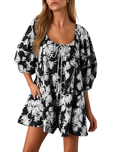 Mameluco de verano para mujer con lazo frontal regulable y mangas farol cortas