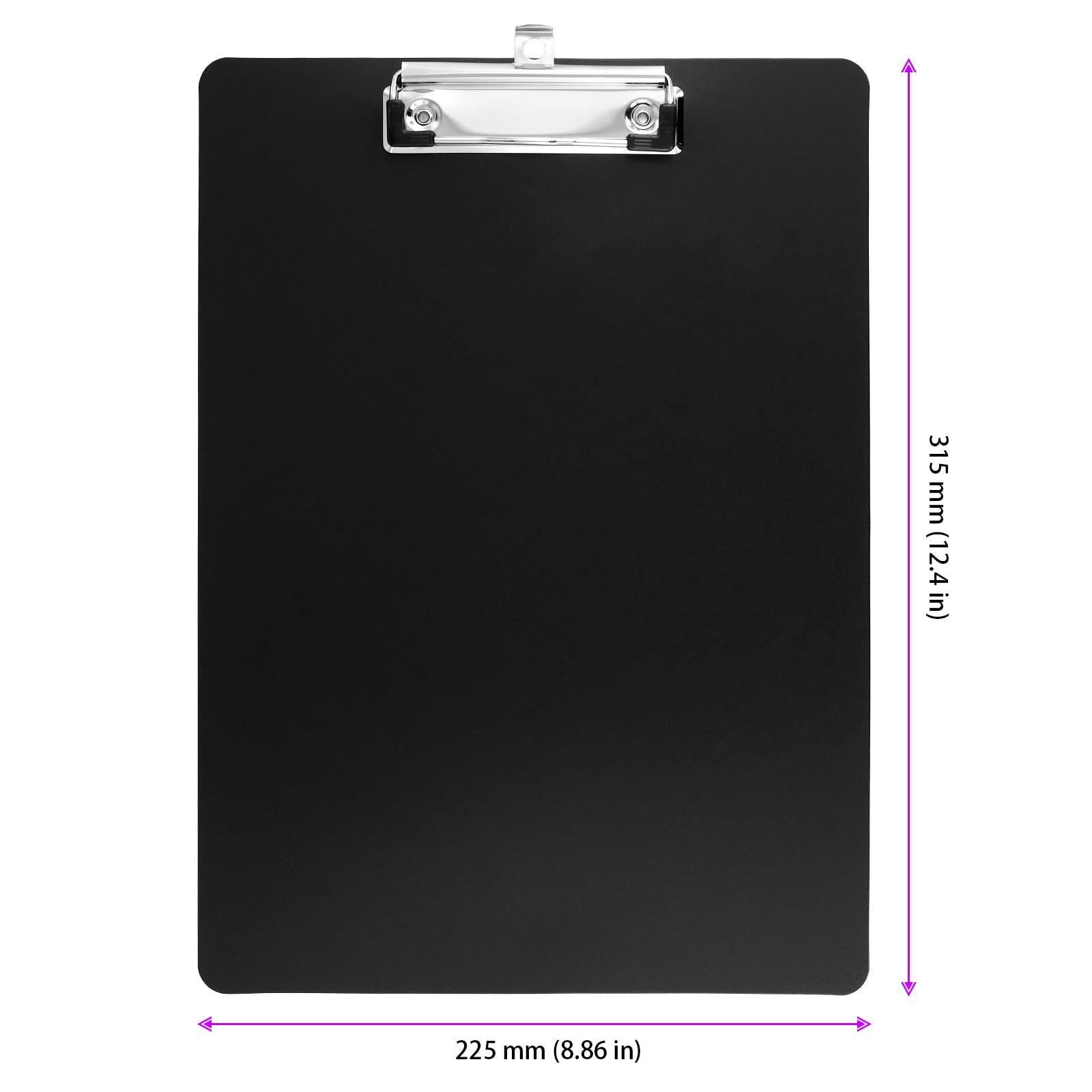 SINJEUN 10 Pack Black A4 Clipboards, Plastic Clipboards Folder with Metal Clamp and Hanging Hole - Image 2