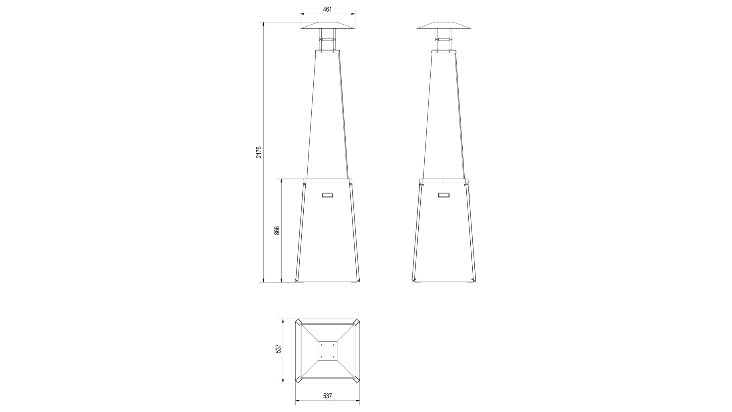 KRATKI Gas Terrassenheizer UMBRELLA 12 kW schwarz Heizstrahler