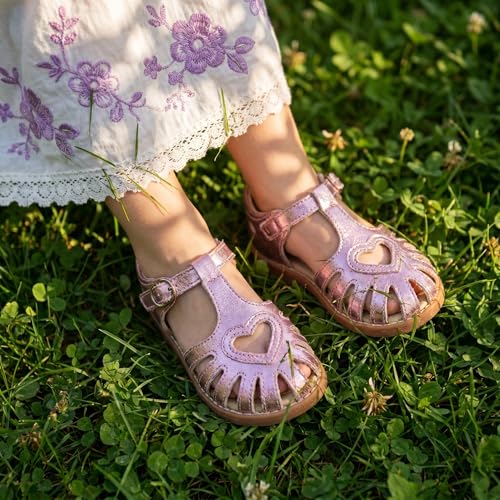 Image of THEE BRON Toddler Girls Closed-Toe Sandals Sweet Retro Cutout Summer Dress Shoes