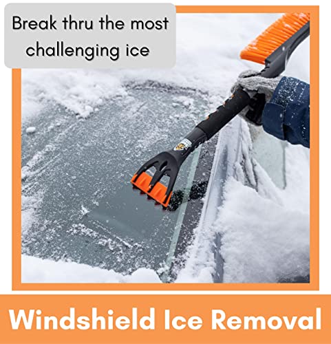 Birdrock Home 24" Snow Brush With Detachable Ice Scraper For Car | 9" Wide Bristle Brush | Size: Car & Small Suv | Lightweight Aluminum Body With Ergonomic Grip #TOP3