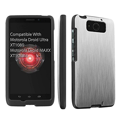 Motorola Droid MAXX (XT1080M) / Droid Ultra (XT1080) Case, [SkinGuardz] Black Form Fit Fancy Protection Case - [Brush Metal] Print Design