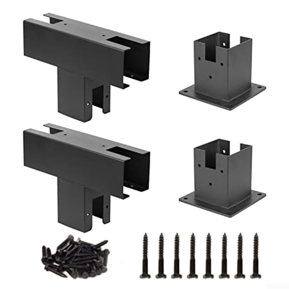 Kit Staffe Per Pergola EffiFish In Acciaio, Per Pali 10,2x10,2 Cm, Configurazione 3 Vie O Unidirezionale, Colore Nero