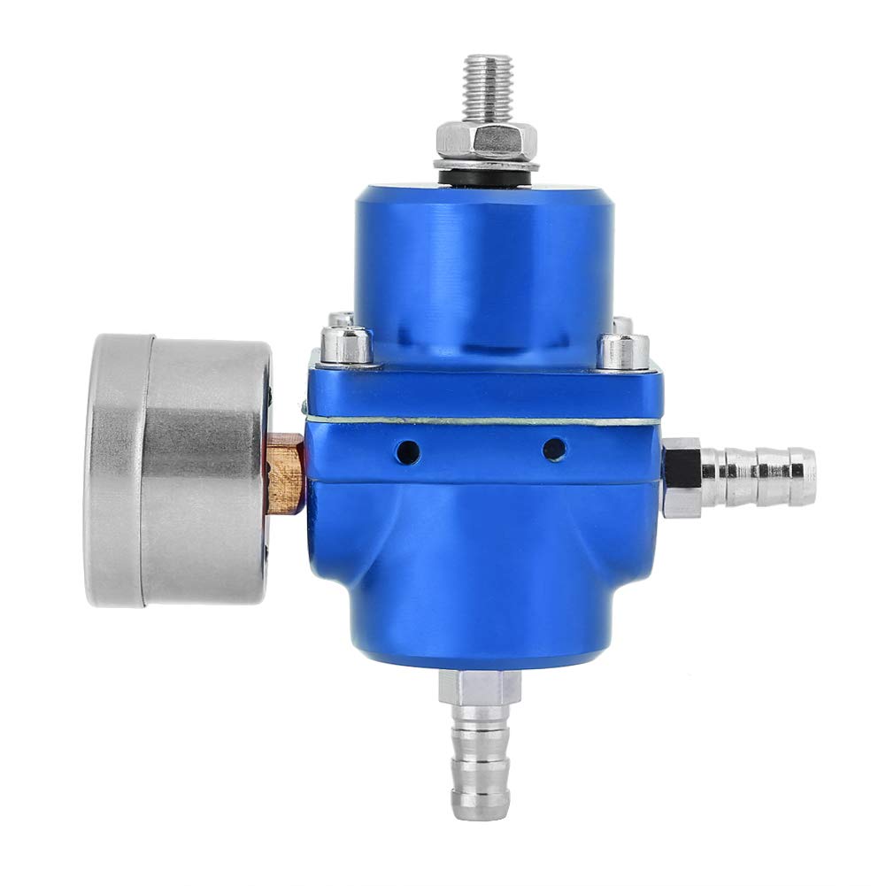 Regolatore universale di pressione del carburante in alluminio con manometro, kit regolatore di pressione del carburante regolabile da 0 a 140 PSI, include tubo e raccordi per la (Blu)