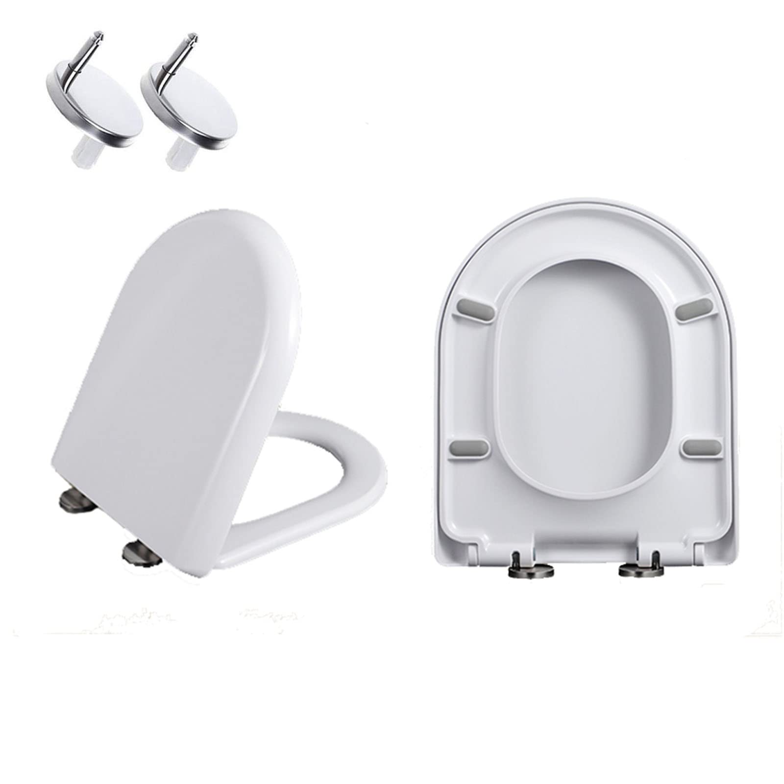 Asiento de inodoro en forma de D para inodoro compacto, material resistente, cierre suave, fácil de limpiar, blanco, 02 m