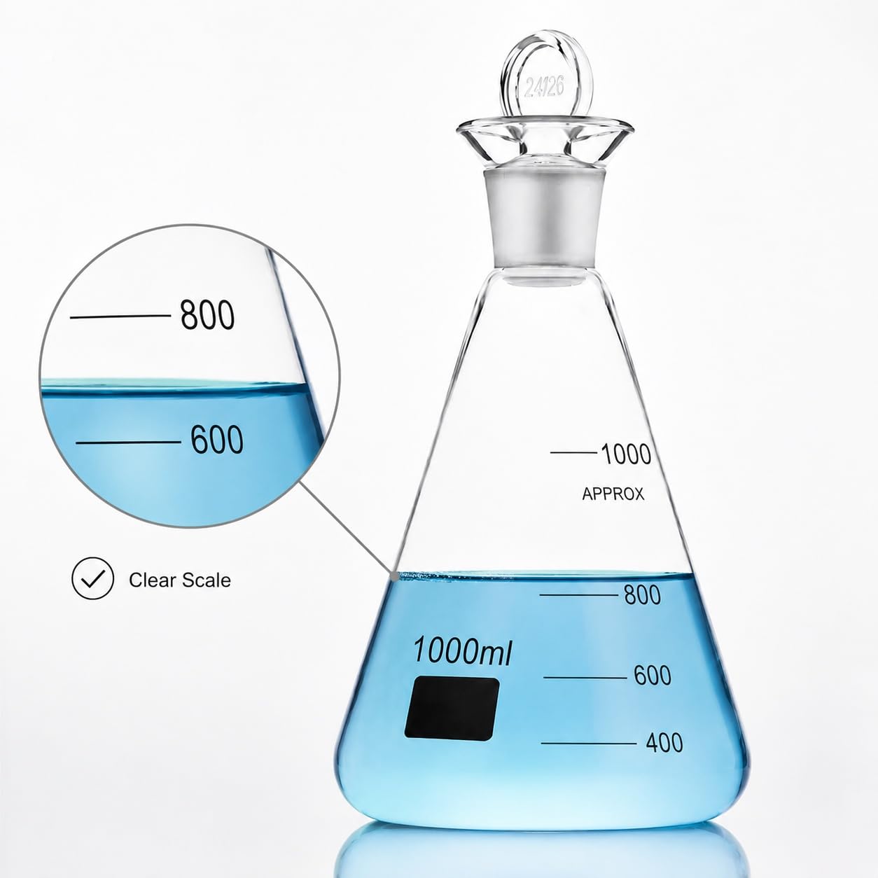 Jodzahlkolben mit Wasserverschluss Glasstopfen Laborware-3000ml 24#