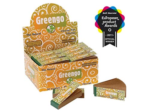 Greengo 18710 514962 Unbleached Filter Tips 140 g/m² 60 x 20 mm Booklets 50 Sheets, Paper, Beige