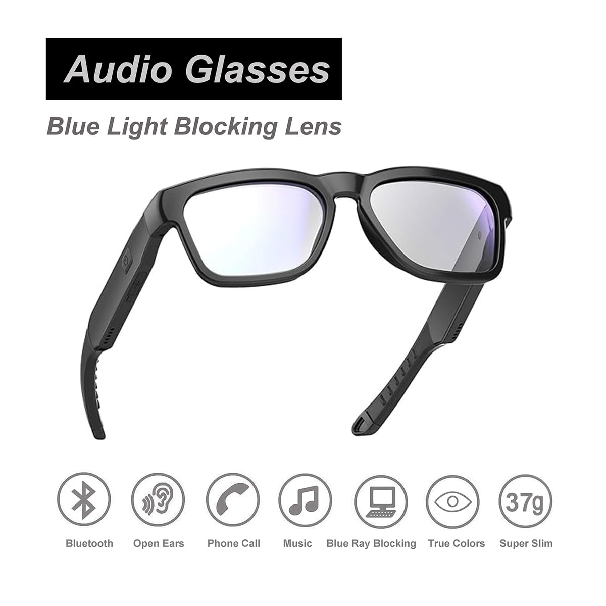 OhO sunshine Bluetooth Audio Sunglasses, Lightweight Open Ear Sport Glasses, 10H Playtime, UV400 ANSI Z87.1, Water Resistant with Voice Control