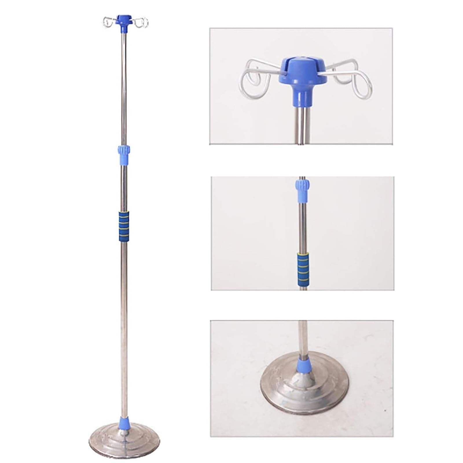 Soporte rodante for portasueros de acero inoxidable resistente portabotellas | Soporte for bolsa intravenosa de 4 puntas y altura ajustable 5 ruedas giratorias