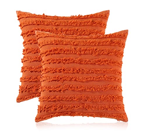 Image of mosey Cushion Cover 22 Inch x 22 Inch Set of 2 | Boho Cushion Cover 22x22 Inches Orange
