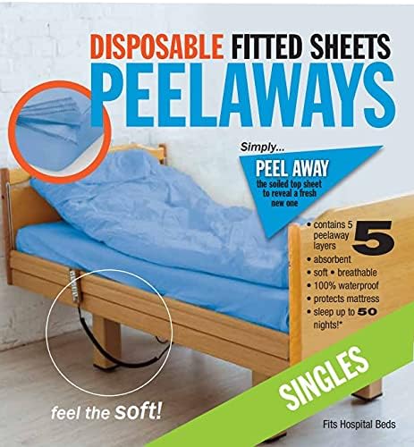 PEELAWAYS Disposable Sheets Mattress Protector – Singles Fitted Cover – Waterproof Bed Pad for Incontinence, Bedwetting, Hospitals (3, Singles)