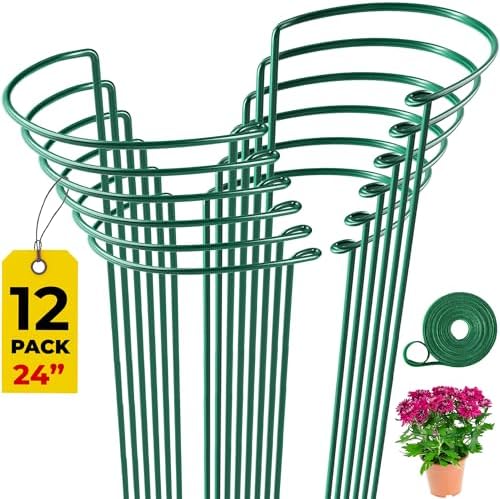 6er-Set Pflanzenstützen Aus Metall – 40 Cm Hoch, Grün, Für Pfingstrosen, Tomaten & Mehr