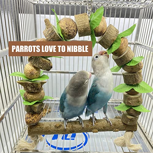 Image of 4PCS Natural Wood Bird Perch Stand - Parrot Perch Stand Training Platform Bird Perch with Hanging Swing Toys - Paw Grinding Stick & Climbing Toys for Bird Cage Accessories
