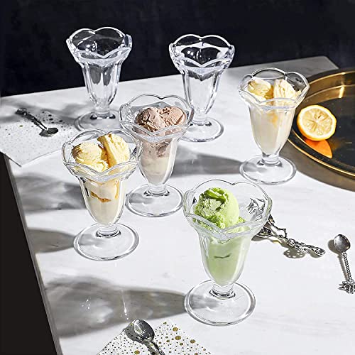 Image of MARTVIA 300ML Ice Cream Glasses Cups Dishes for Desserts, Milkshake,Fruit and Pudding Glass Serving Bowls, Perfect for Home, Restaurants and Parties Dishwasher Safe (Crystal Cups, Set of 6)
