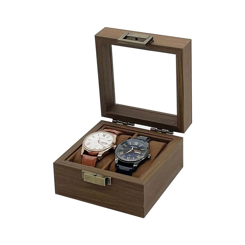ANVLOJRIH Watch Box Retro Brown Interior Watch Storage Box Home High-end Wooden Mechanical Watches Box