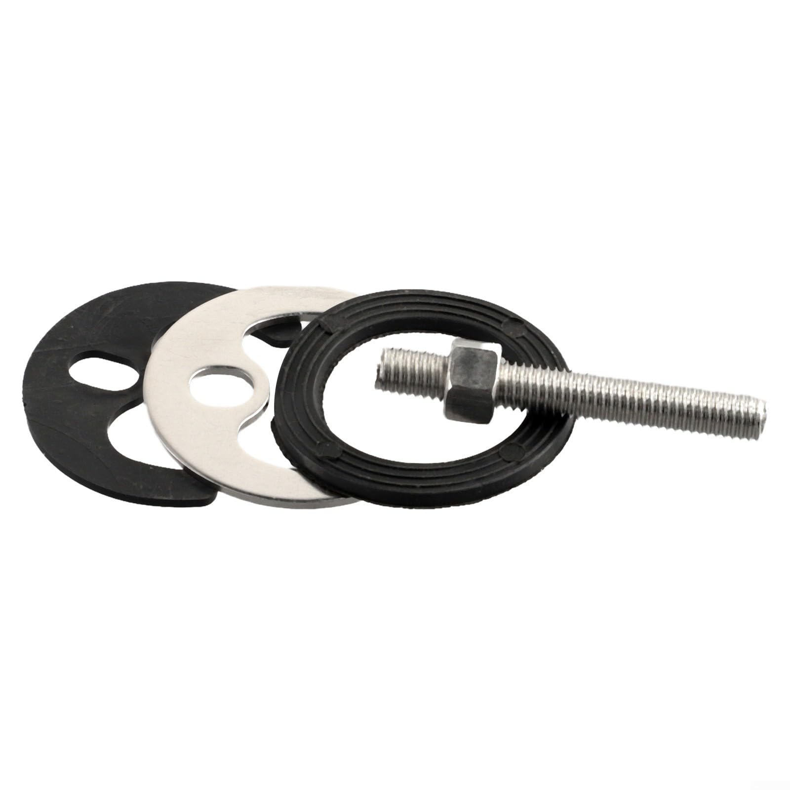Niceminiwall Kit de reparación de grifo de fregadero de cocina, juego de montaje monobloque de 4 piezas con perno de 60 mm, junta de acero, arandela de goma para grifo de lavabo, piezas de reparación