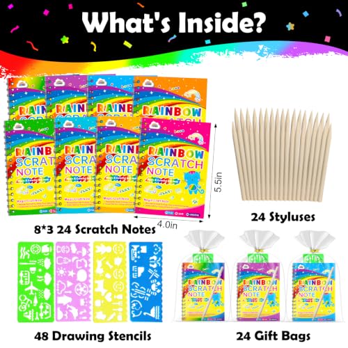 Image of ZMLM 48 Pack Rainbow Art Scratch Notebooks for Kids Birthday Party Favors