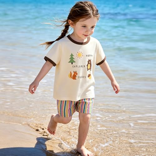 Image of B&G-KID Toddler Girl Tshirt Pack 2 Pink Heart Animal Print Toddler T Shirts Girls Short Sleeve Shirts 2T-7T.