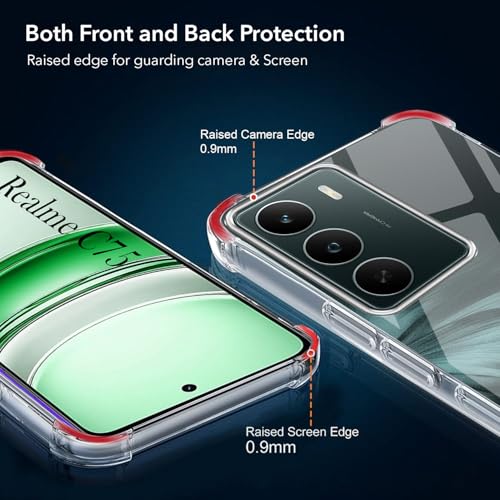 Image of Jkobi Shockproof Crystal-Clear Back Cover for Realme C75 5G (Anti Yellow Case | Drop & Camera Protection | Hard Polycarbonate)