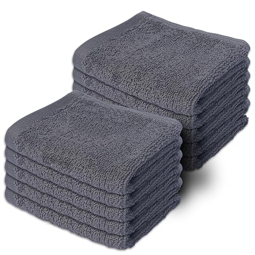 Makooz 10 Pc Face Flannels Pack – 500 GSM 100% Egyptian Cotton Towel Set - Quick Dry and Absorbent Wash Cloth - Easy Drying Kitchen and Bath Flannel for Home Spa & Professional Use (Charcoal 30x30CM) Makooz 10 Pc Face Flannels Pack – 500 GSM 100% Egyptian Cotton Towel Set - Quick Dry and Absorbent Wash Cloth - Easy Drying Kitchen and Bath Flannel for Home Spa & Professional Use (Charcoal 30x30CM)