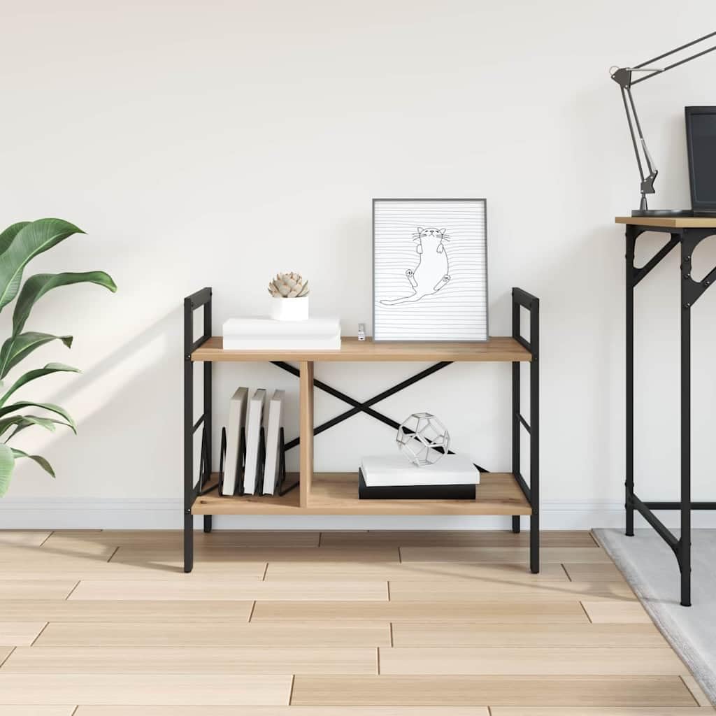 Bücherregal Artisan-Eiche Holzwerkstoff 75 x 30 x 58,5 cm mit 3 Fächern freistehend, Robustes Regalsystem für Wohnzimmer Büro Arbeitszimmer, platzsparend