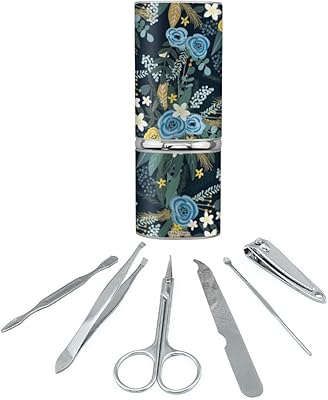 May Floral Pattern Stainless Steel Manicure Pedicure Grooming Beauty Care Travel Kit