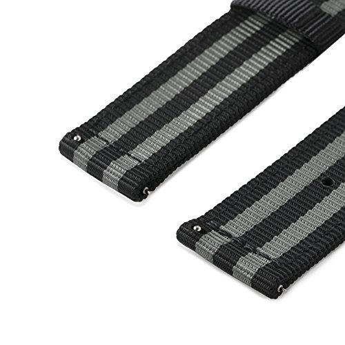 Archer Watch Straps - Premium-Uhrenarmbänder aus Nylon mit Schnellverschluss (Schwarz und Grau (James Bond), 18mm)